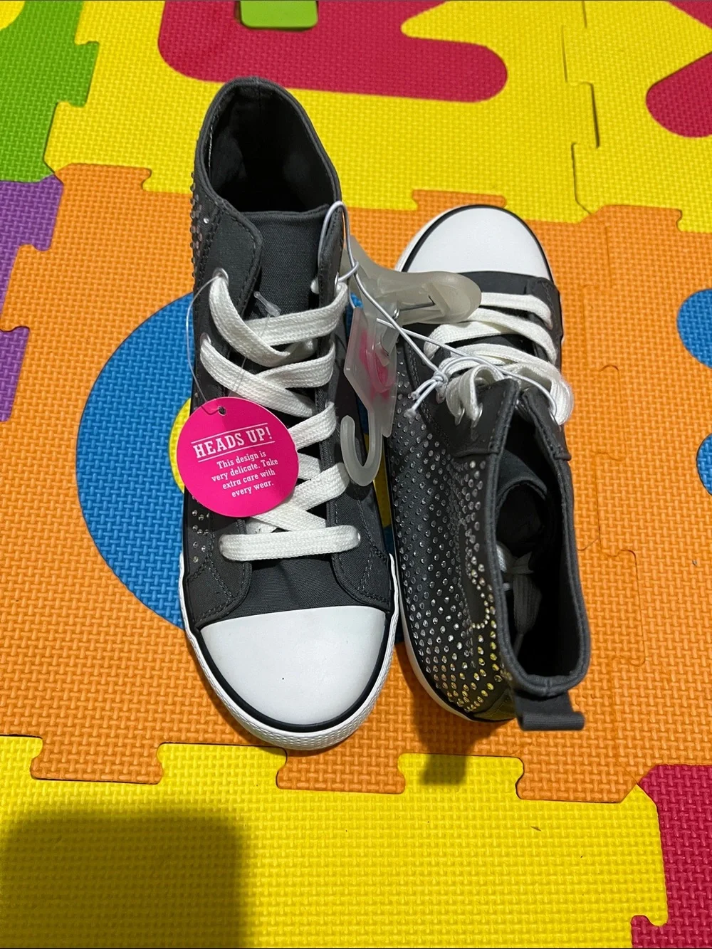 The Children's Place Black High-Top Sneakers with White Toe and Laces